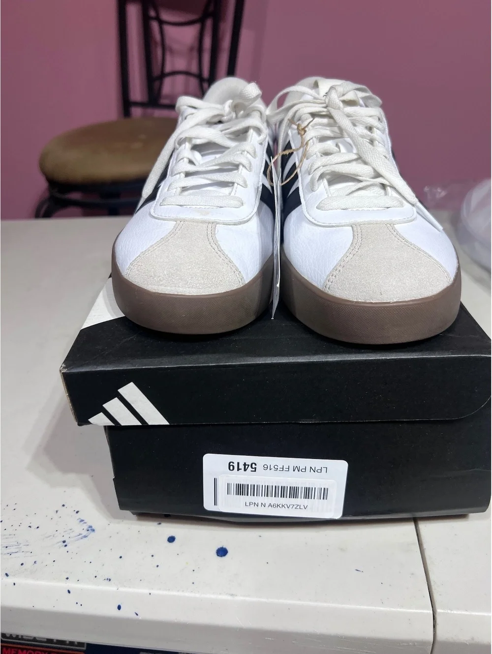 size 9 Adidas White and Black Classic Sneakers with Gum Sole